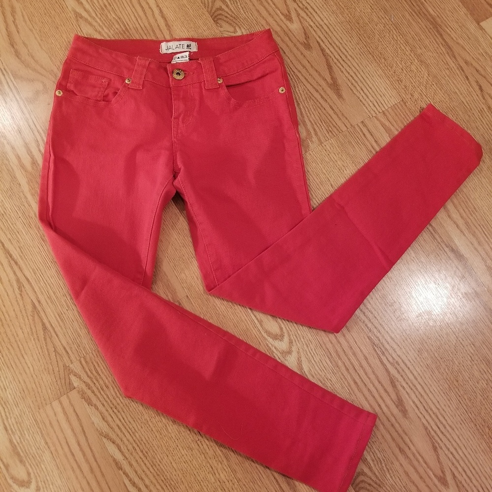 Red skinny low rise jeans - Picture 2 of 8